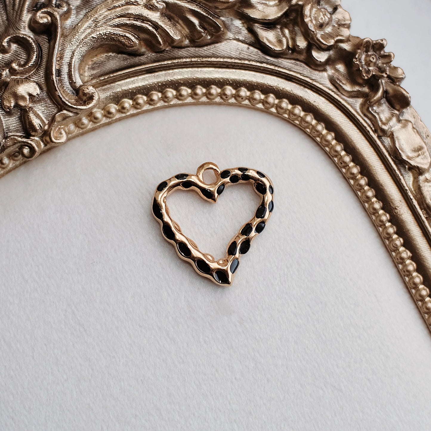 Gold & Black Leopard Heart Charm