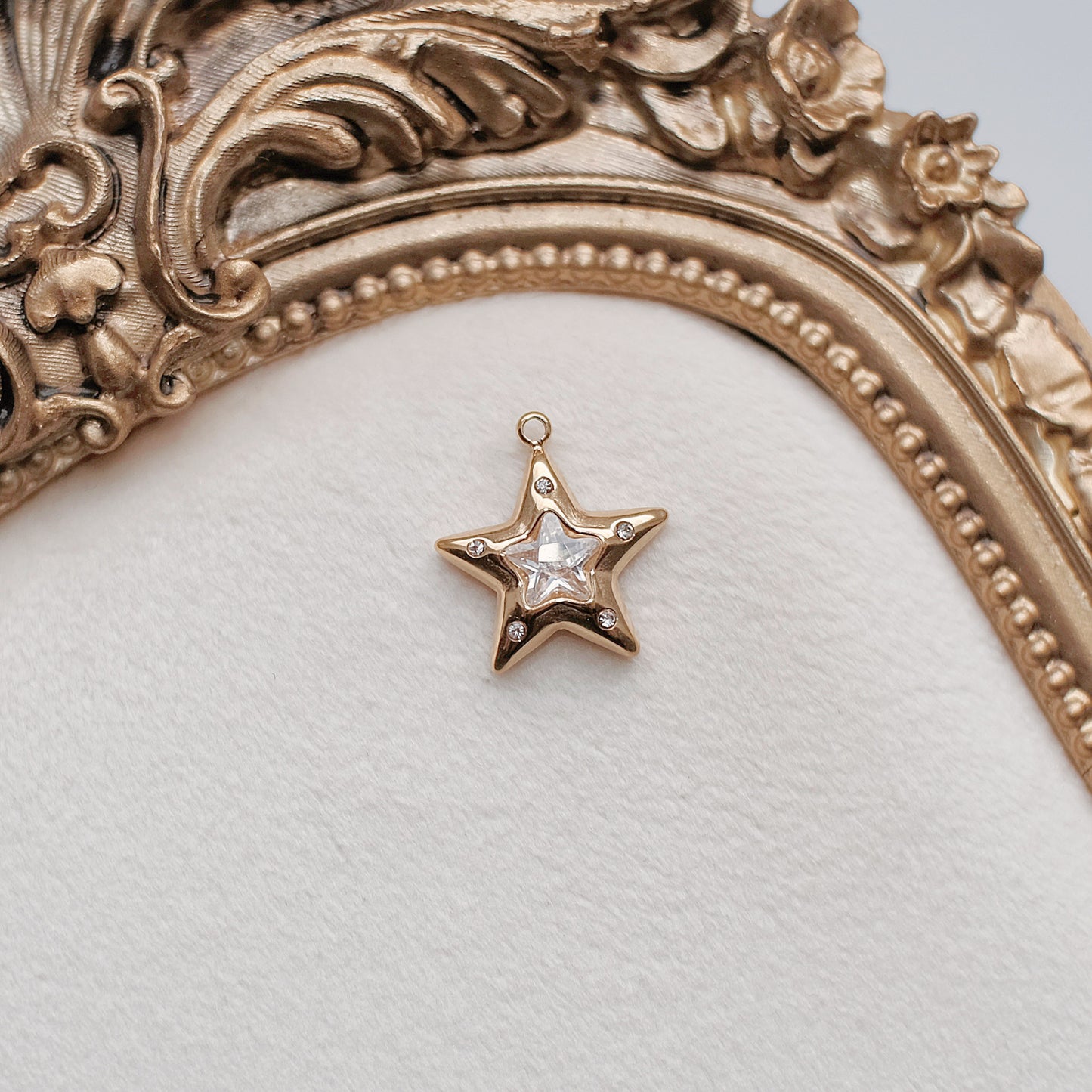 Gold Star With Rhinestones Charm