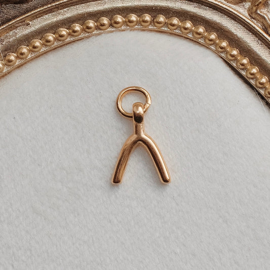 Gold Wish Bone Charm