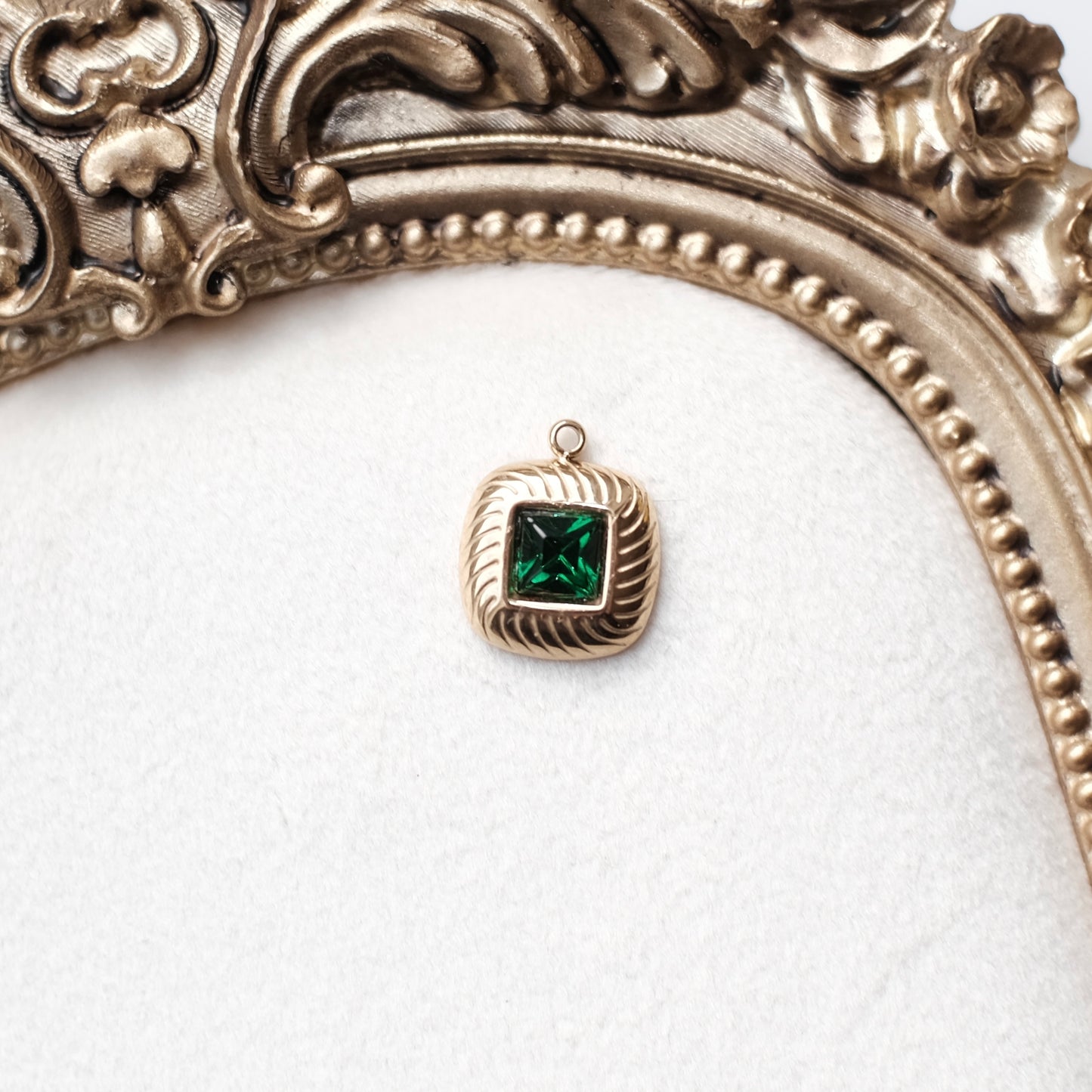 Gold and Green Rhinestone Charm