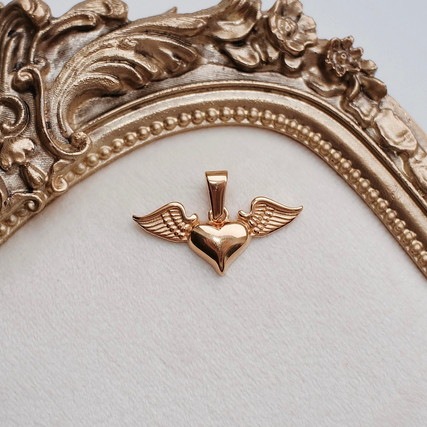 Gold Heart With Wings Charm