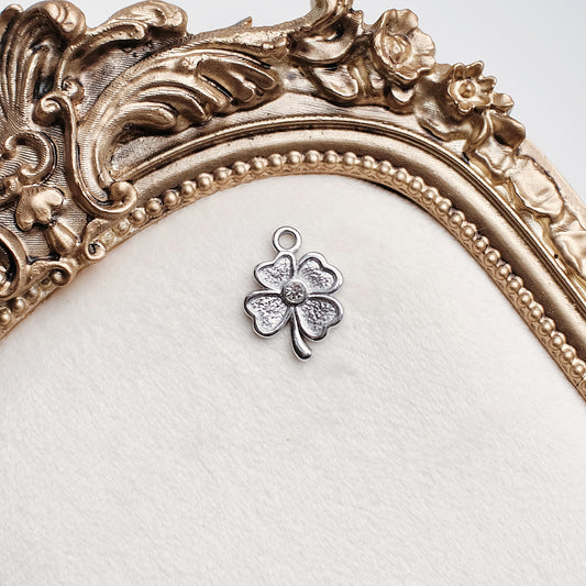 Silver Gem Clover Charm