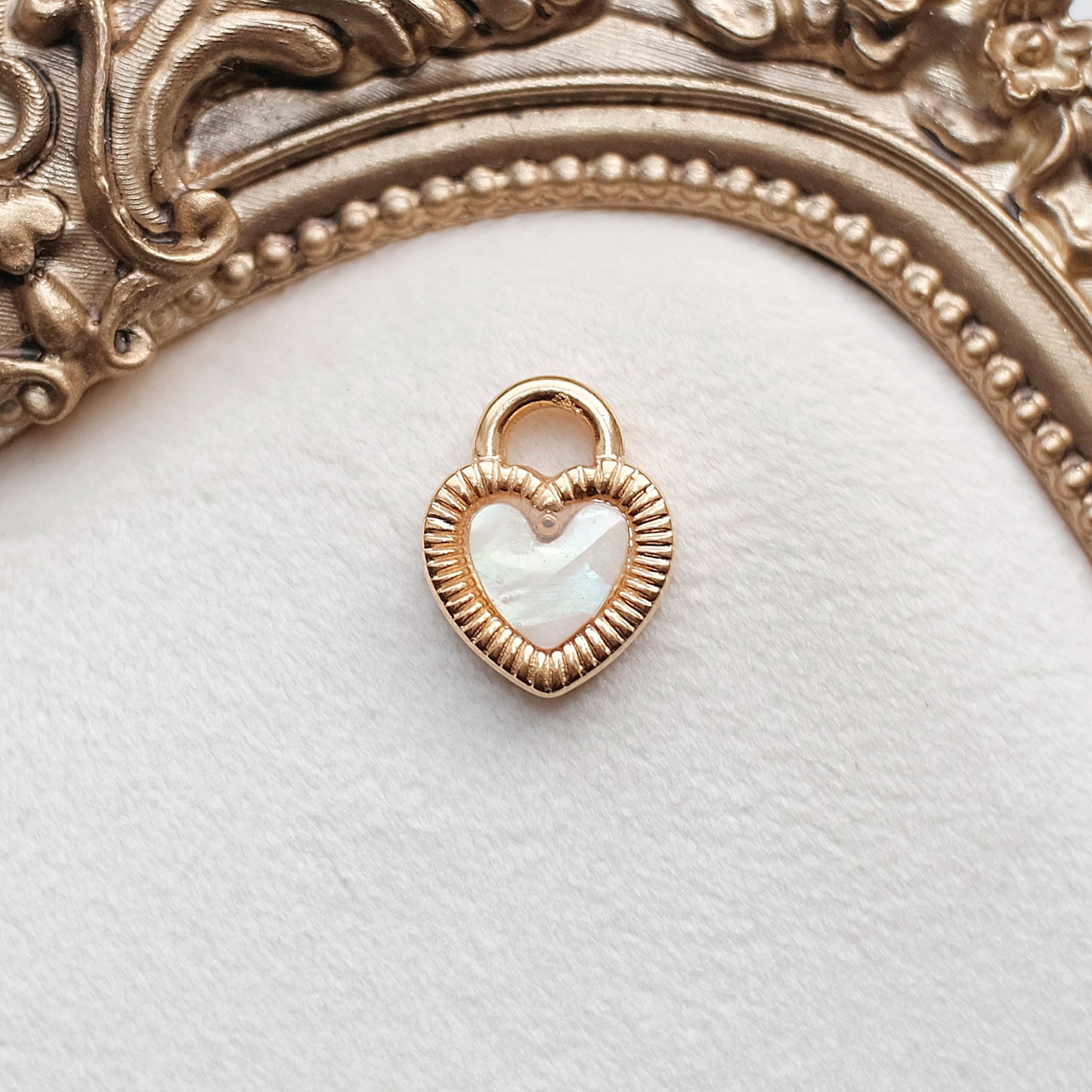 Gold Pearly Heart Charm