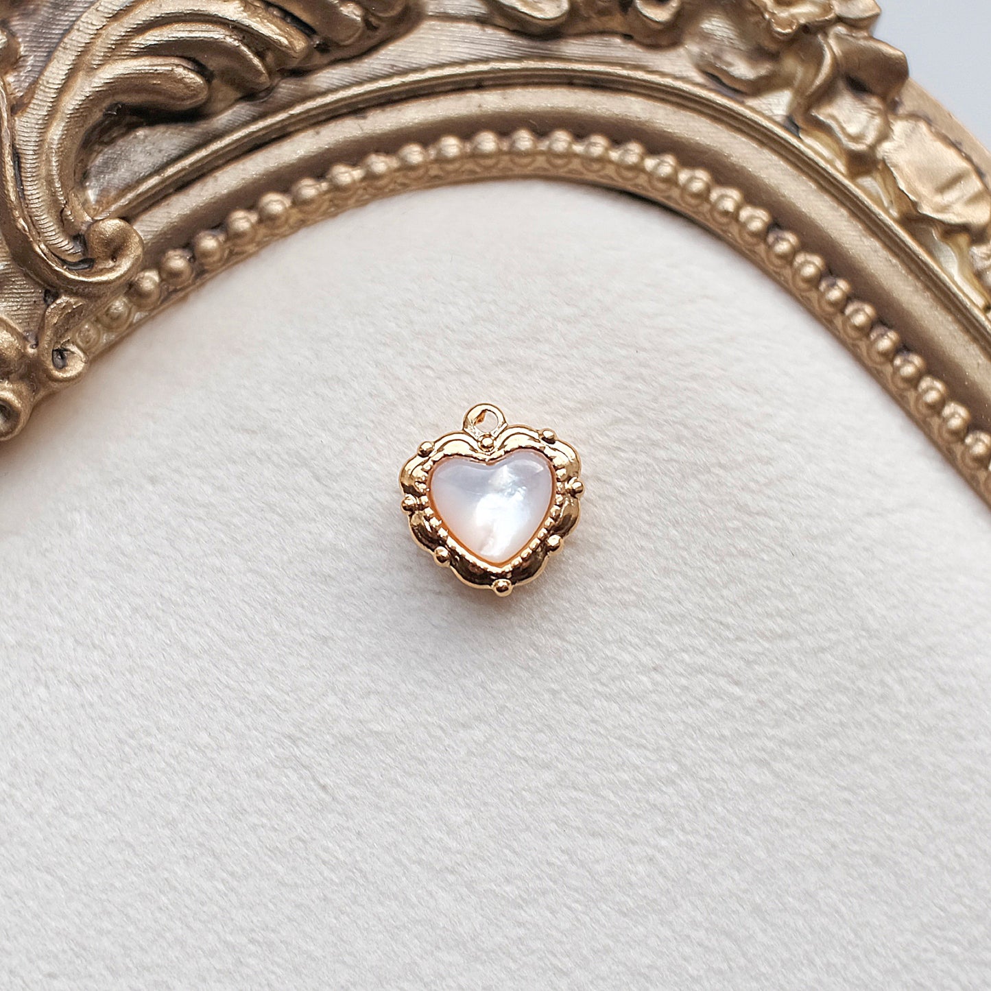 Gold and White Heart Charm