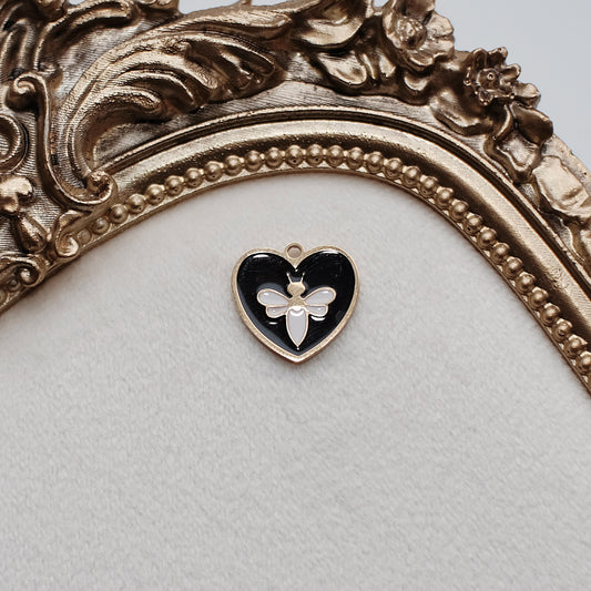 Gold and Black Heart Bee Charm