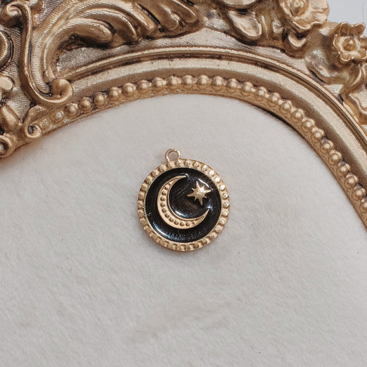Gold and Black Moon and Star Charm