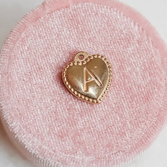 Gold Heart Letter Charm