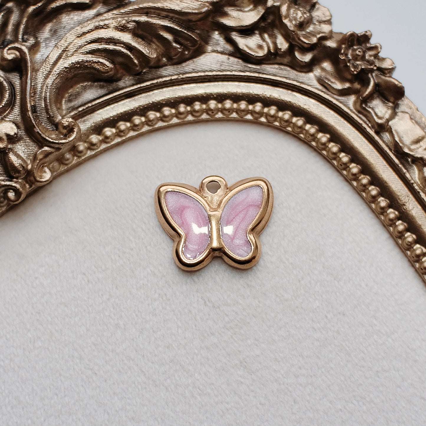 Pink and Gold Butterfly Charm