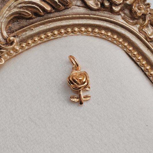 Gold Romantic Rose Charm