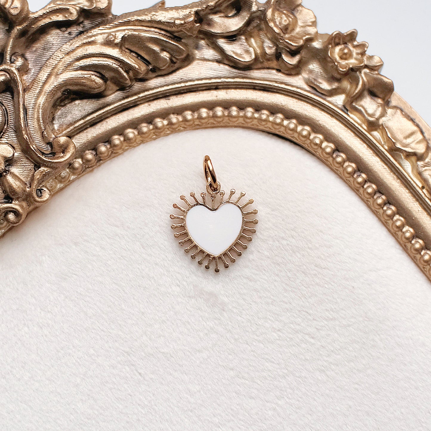 Gold and White Beaming Heart Charm