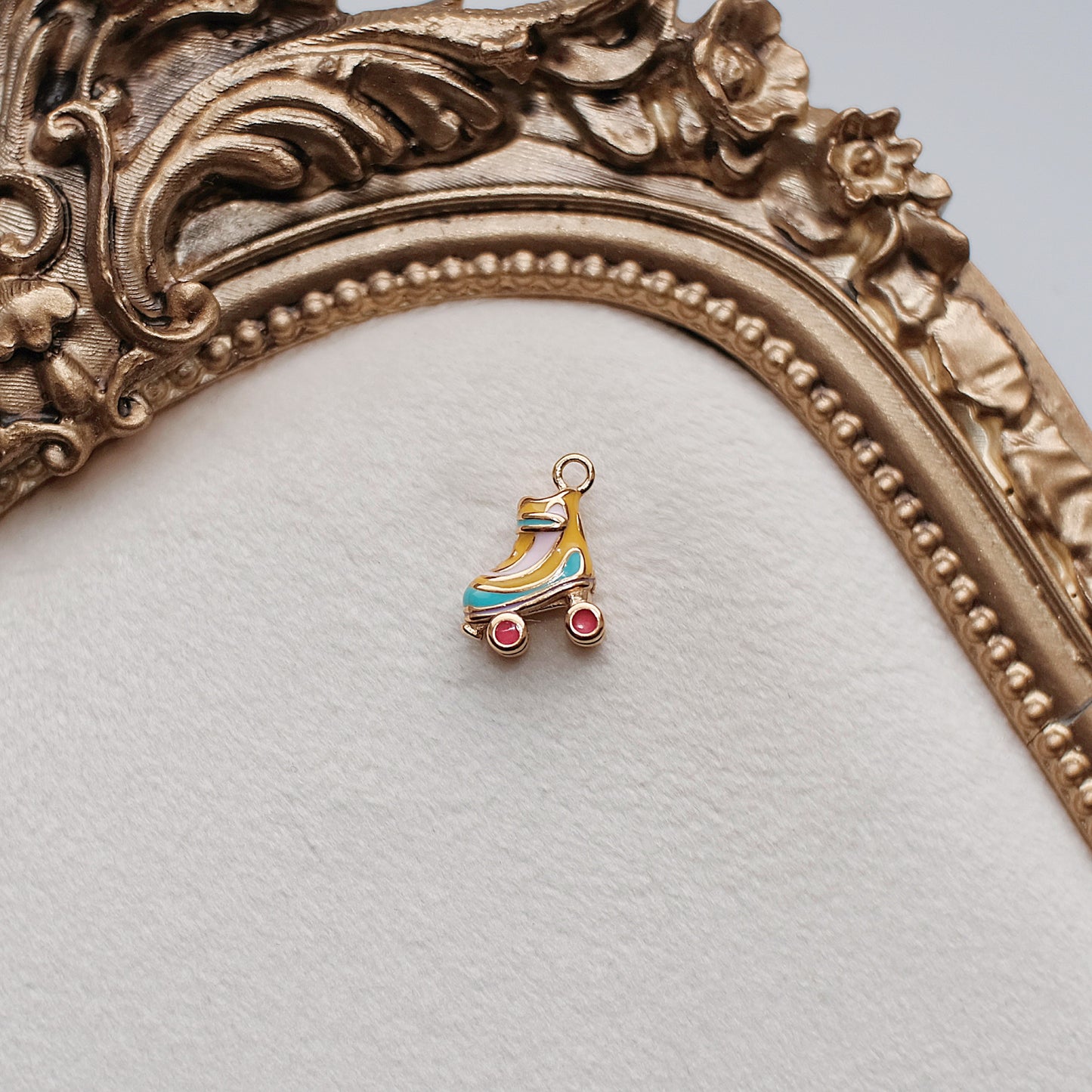 Gold Multicoloured Roller Skate Charm