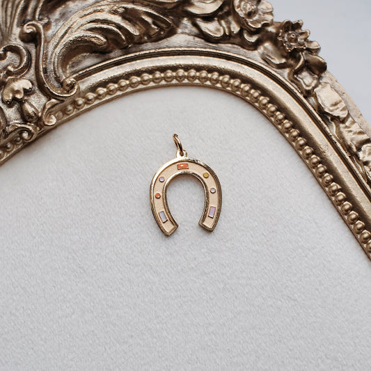 Gold Gem Horse Shoe Charm