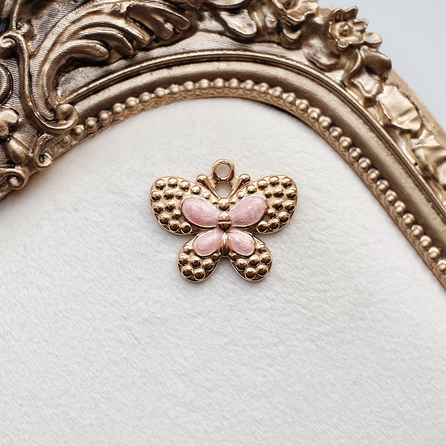 Gold and Pink Glitter Butterfly Charm