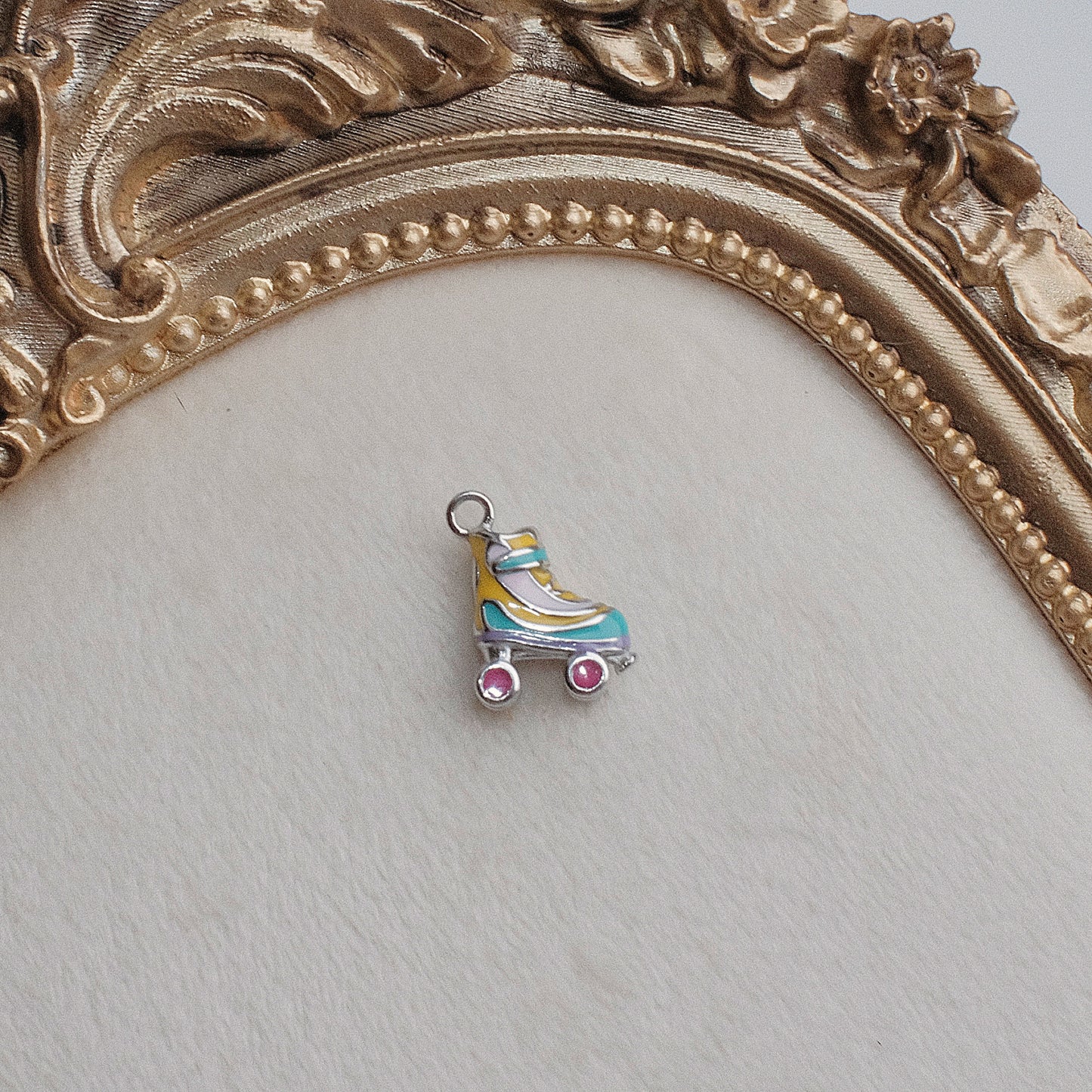 Silver Multicoloured Roller Skate Charm