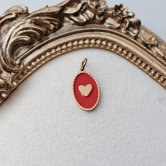 Gold and Red Heart Token Charm