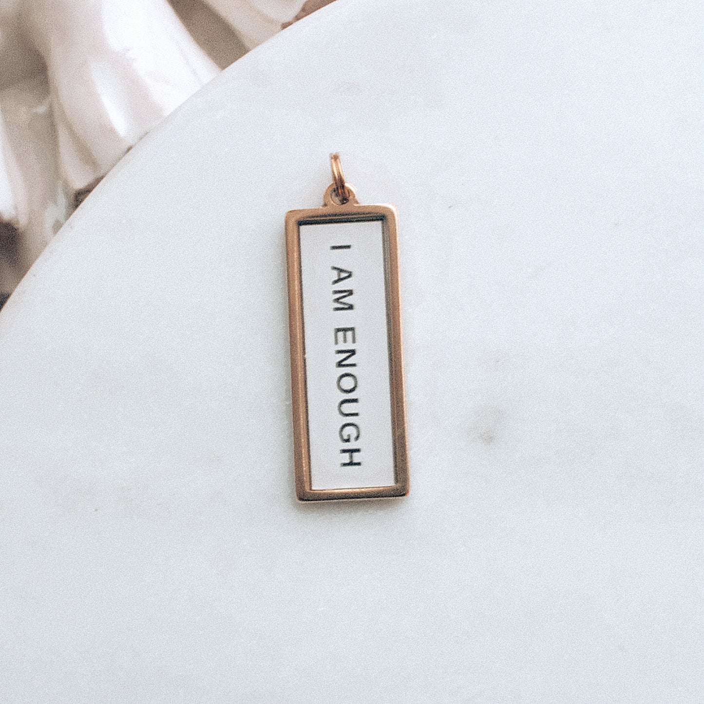 Gold I Am Enough Pix Charm