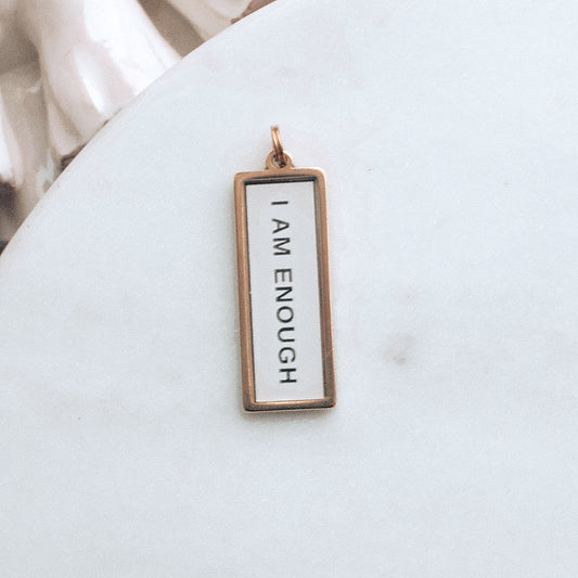 Gold I Am Enough Pix Charm