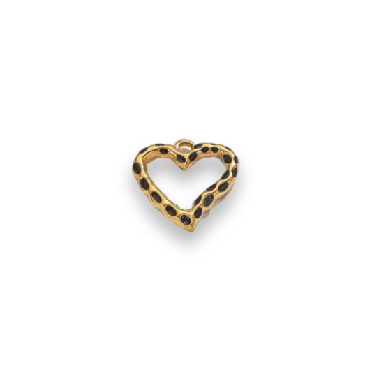 Gold Plated Black Leopard Heart