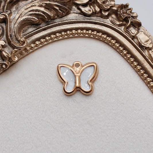 White and Gold Butterfly Charm