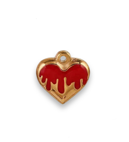 Gold and Red Drip Heart