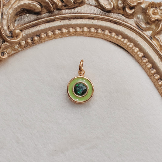 Gold and Lime Rhinestone Charm