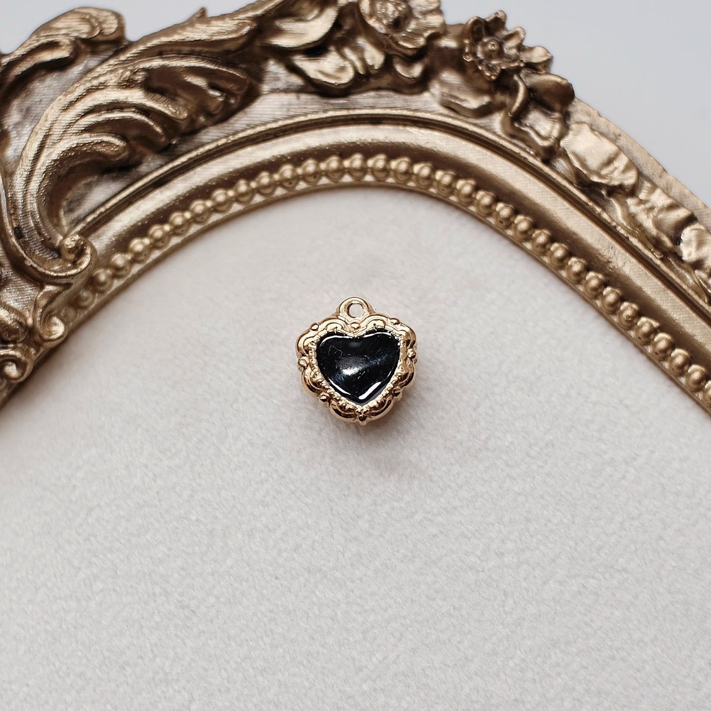 Gold and Black Heart Charm