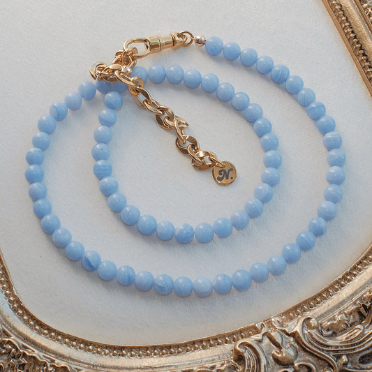 Blue Lace Agate Beaded Necklace