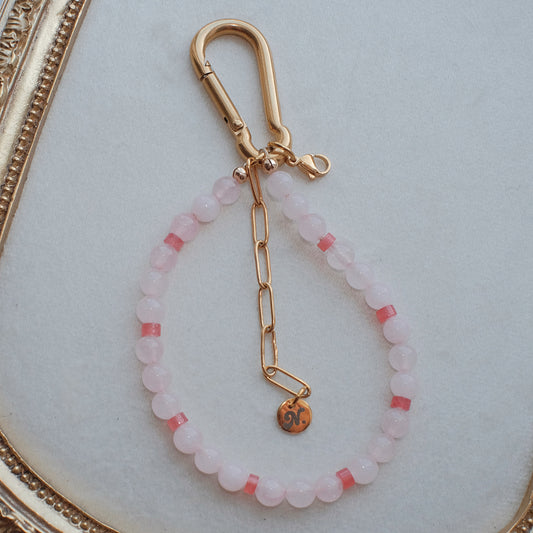 Carabiner Rose Quartz Bag Charm