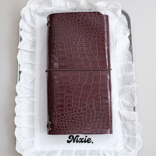 Medium Burgundy Croc Journal