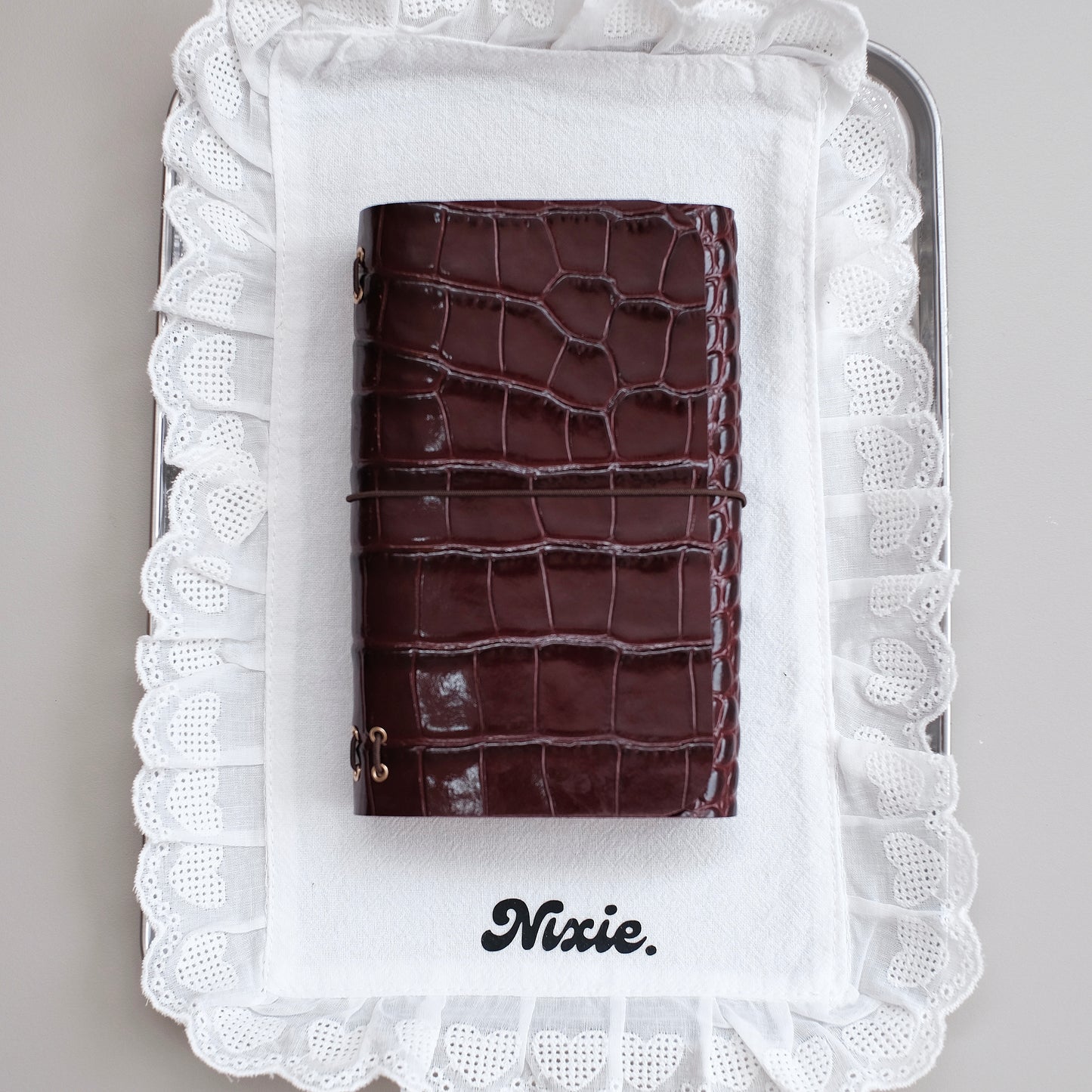 Pocket Burgundy Croc Journal
