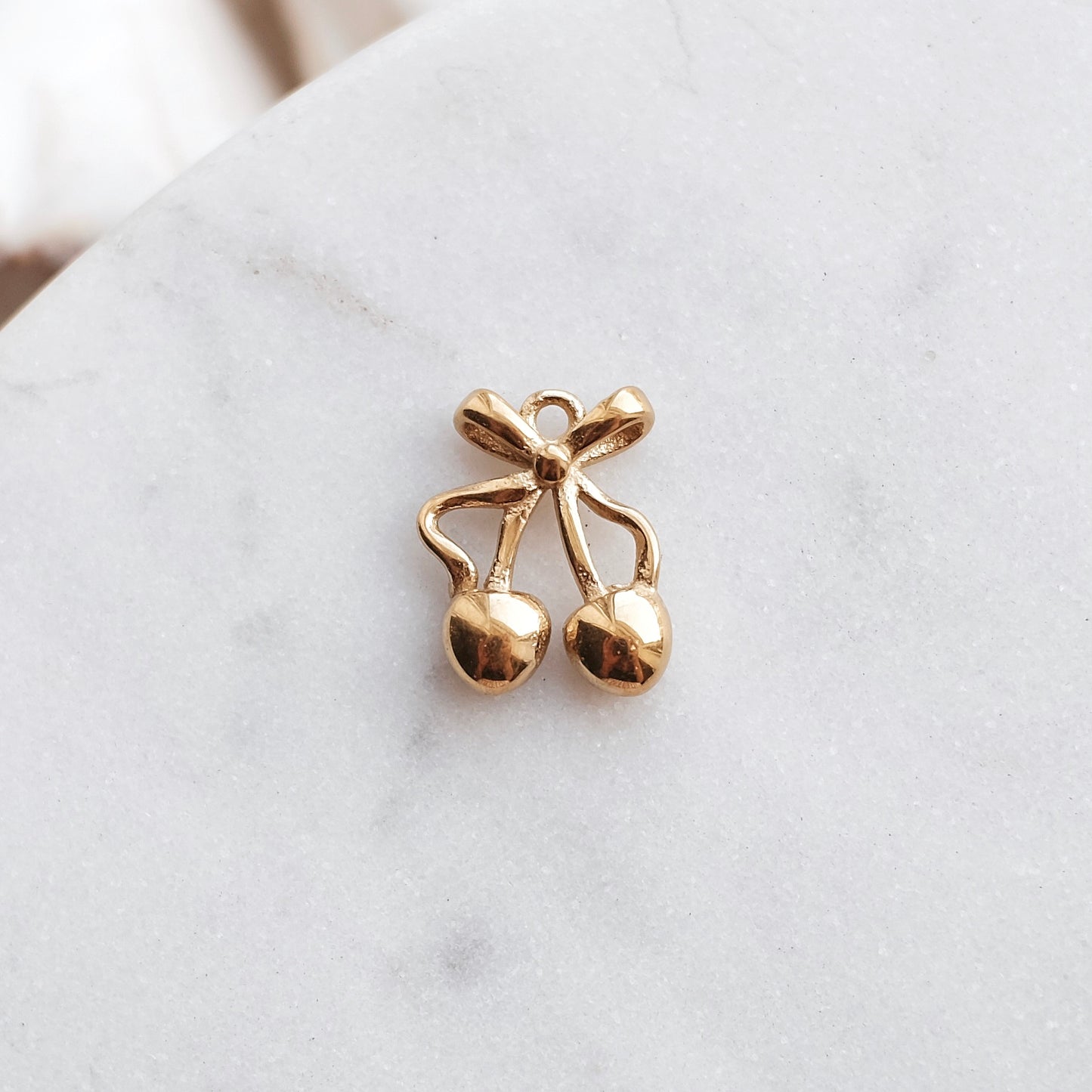 Gold Cherry & Bow Charm