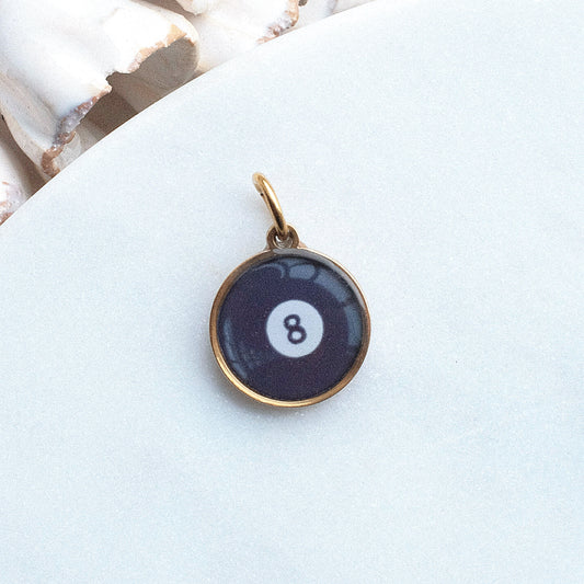 Gold No 8 Ball Pix Charm