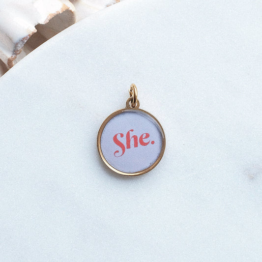 Gold She Pix Charm