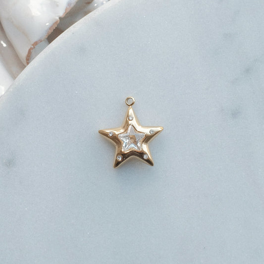 Gold Star With Rhinestones Charm