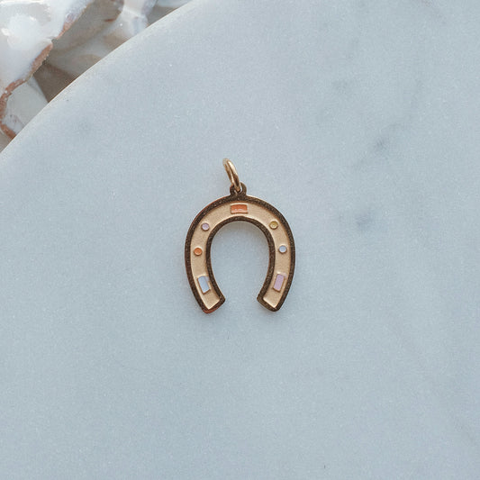 Gold Gem Horseshoe Charm