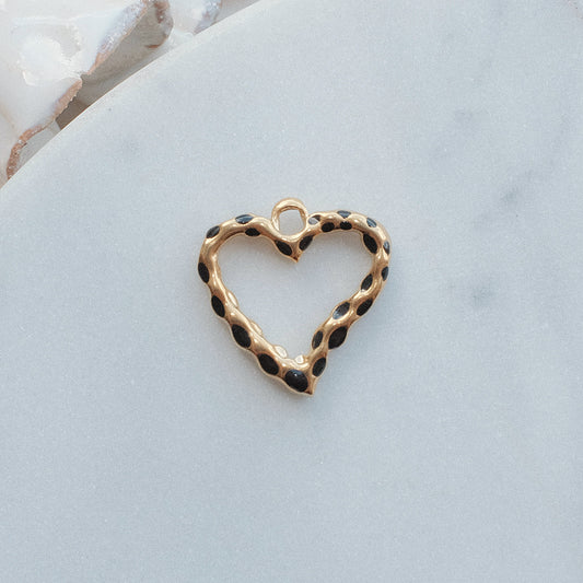 Gold & Black Leopard Heart Charm