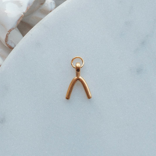 Gold Wish Bone Charm