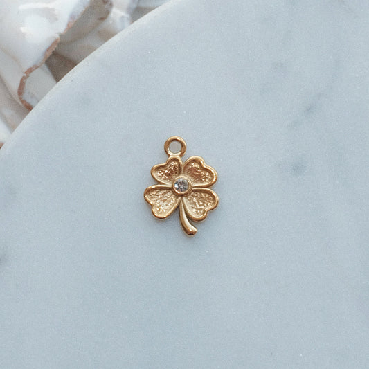 Gold Gem Clover Charm