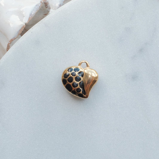 Gold Half Leopard Heart Charm