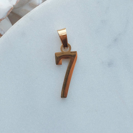 Gold Number 7 Charm