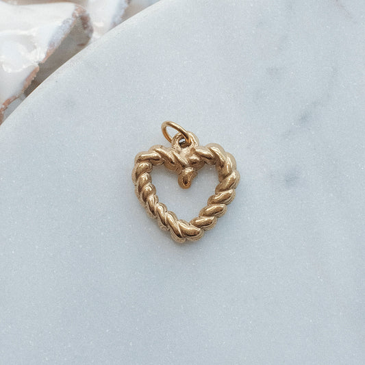 Gold Rope Heart Charm