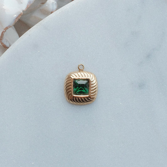 Gold and Green Rhinestone Charm