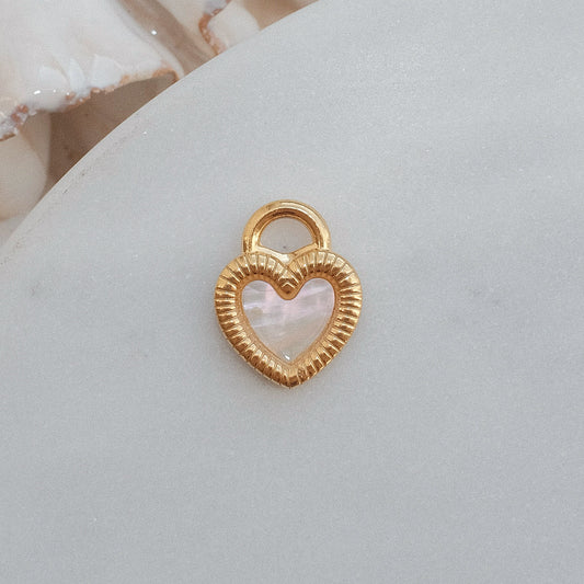 Gold Pearly Heart Charm