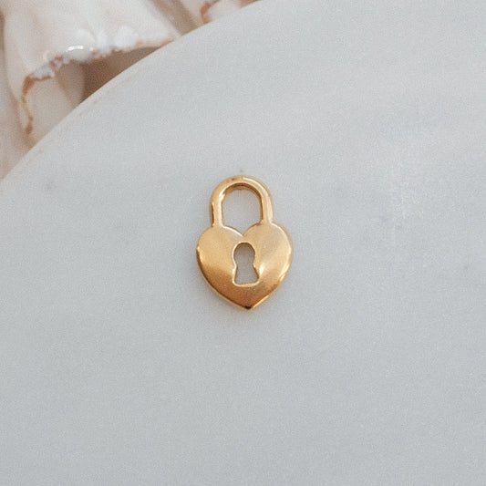 Gold Heart Lock Charm