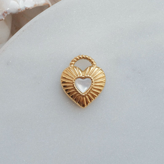 Gold and White Heart Charm