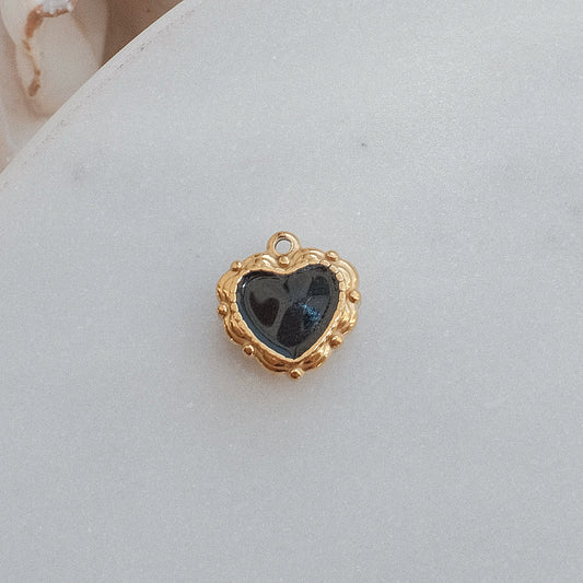 Gold and Black Heart Charm
