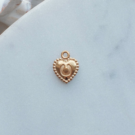 Gold Horseshoe Heart Charm