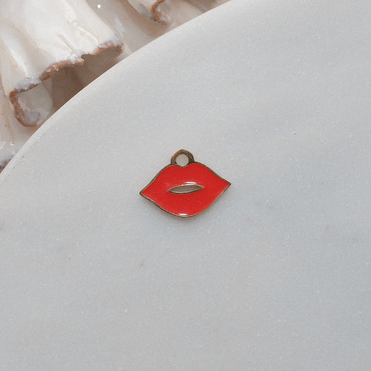 Gold and Red Lips Charm