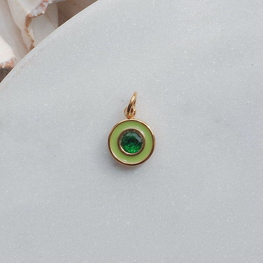 Gold and Lime Rhinestone Charm