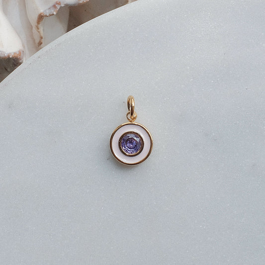 Gold and Lilac Circular Rhinestone Charm